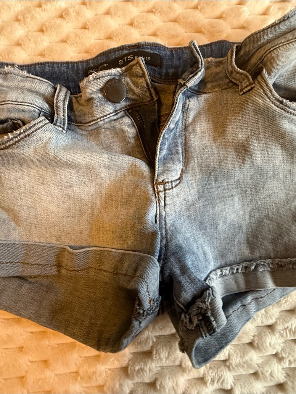 STS Blue Light Wash Rolled Hem Denim Shorts